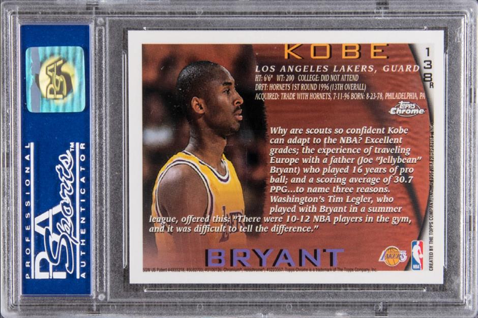 1996 Topps #138 Kobe Bryant: $1.796 million (£1.3m)